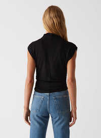 AMARA MOCK NECK POWER SHOULDER TOP