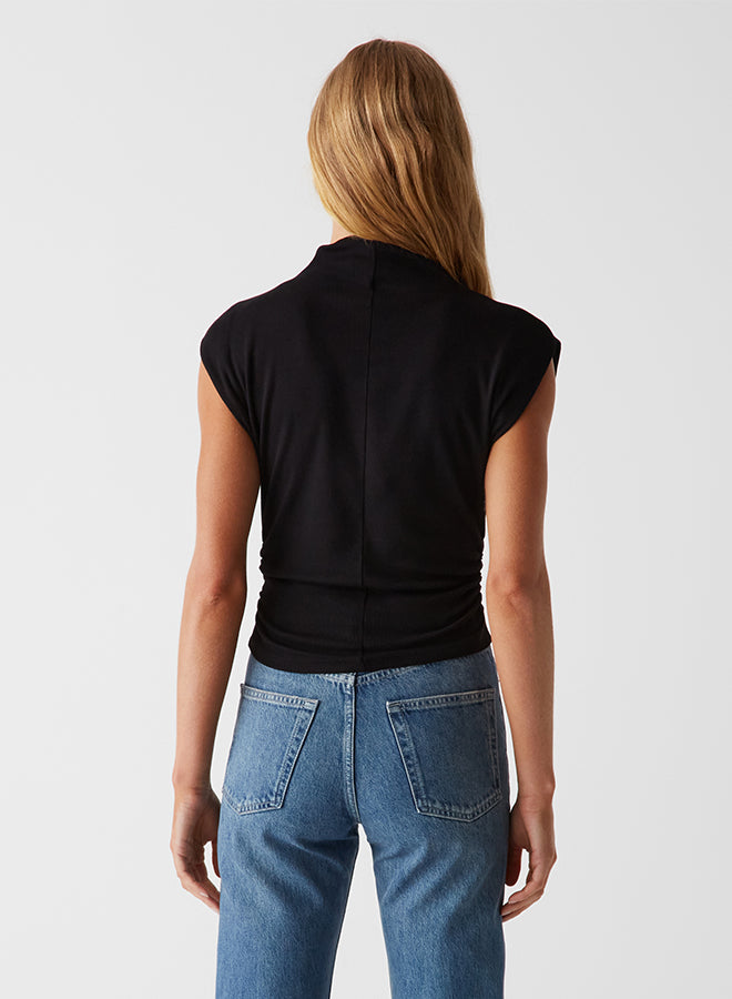 AMARA MOCK NECK POWER SHOULDER TOP