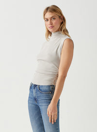 AMARA MOCK NECK POWER SHOULDER TOP