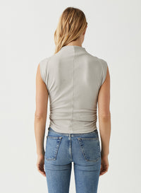 AMARA MOCK NECK POWER SHOULDER TOP