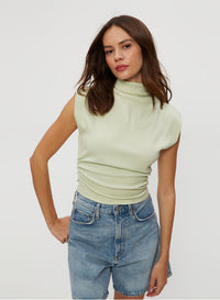 AMARA MOCK NECK POWER SHOULDER TOP