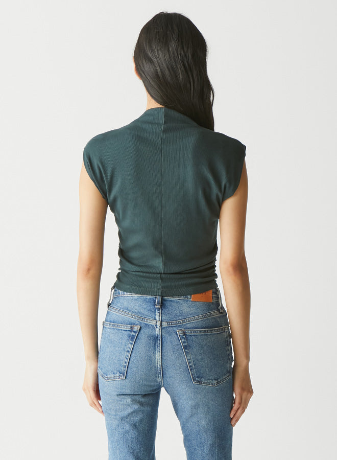 AMARA MOCK NECK POWER SHOULDER TOP