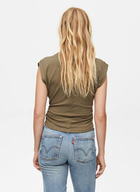 AMARA MOCK NECK POWER SHOULDER TOP