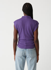 AMARA MOCK NECK POWER SHOULDER TOP