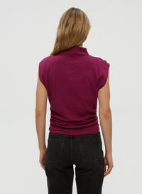 AMARA MOCK NECK POWER SHOULDER TOP