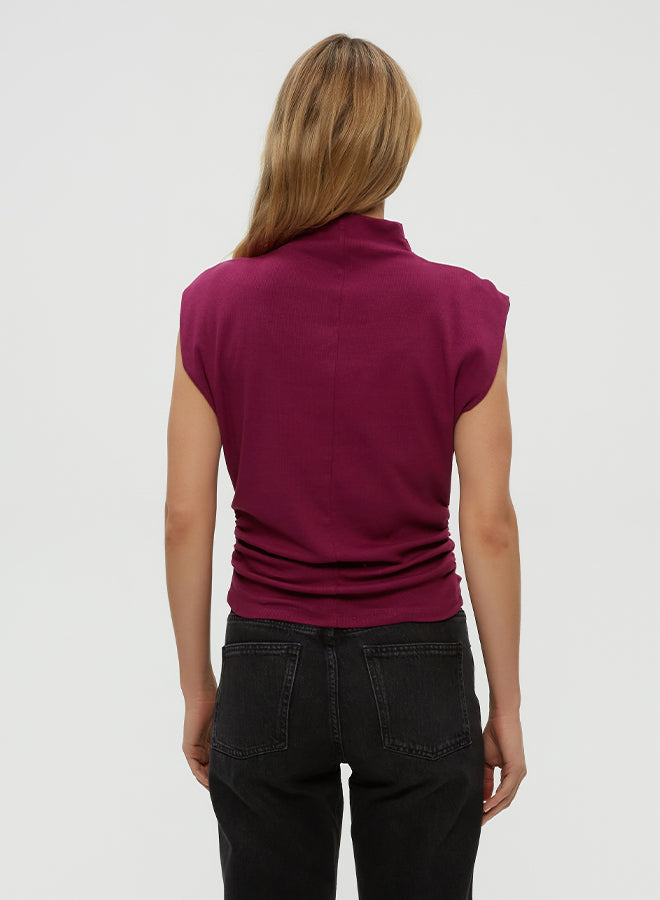 AMARA MOCK NECK POWER SHOULDER TOP