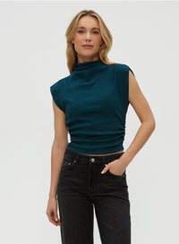 AMARA MOCK NECK POWER SHOULDER TOP