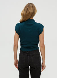 AMARA MOCK NECK POWER SHOULDER TOP