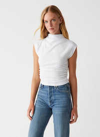 AMARA MOCK NECK POWER SHOULDER TOP