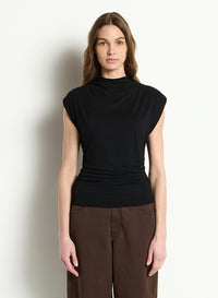 MINA MOCK NECK POWER SHOULDER TOP