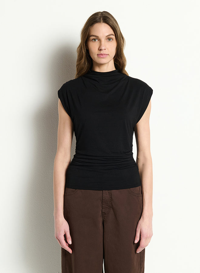 MINA MOCK NECK POWER SHOULDER TOP