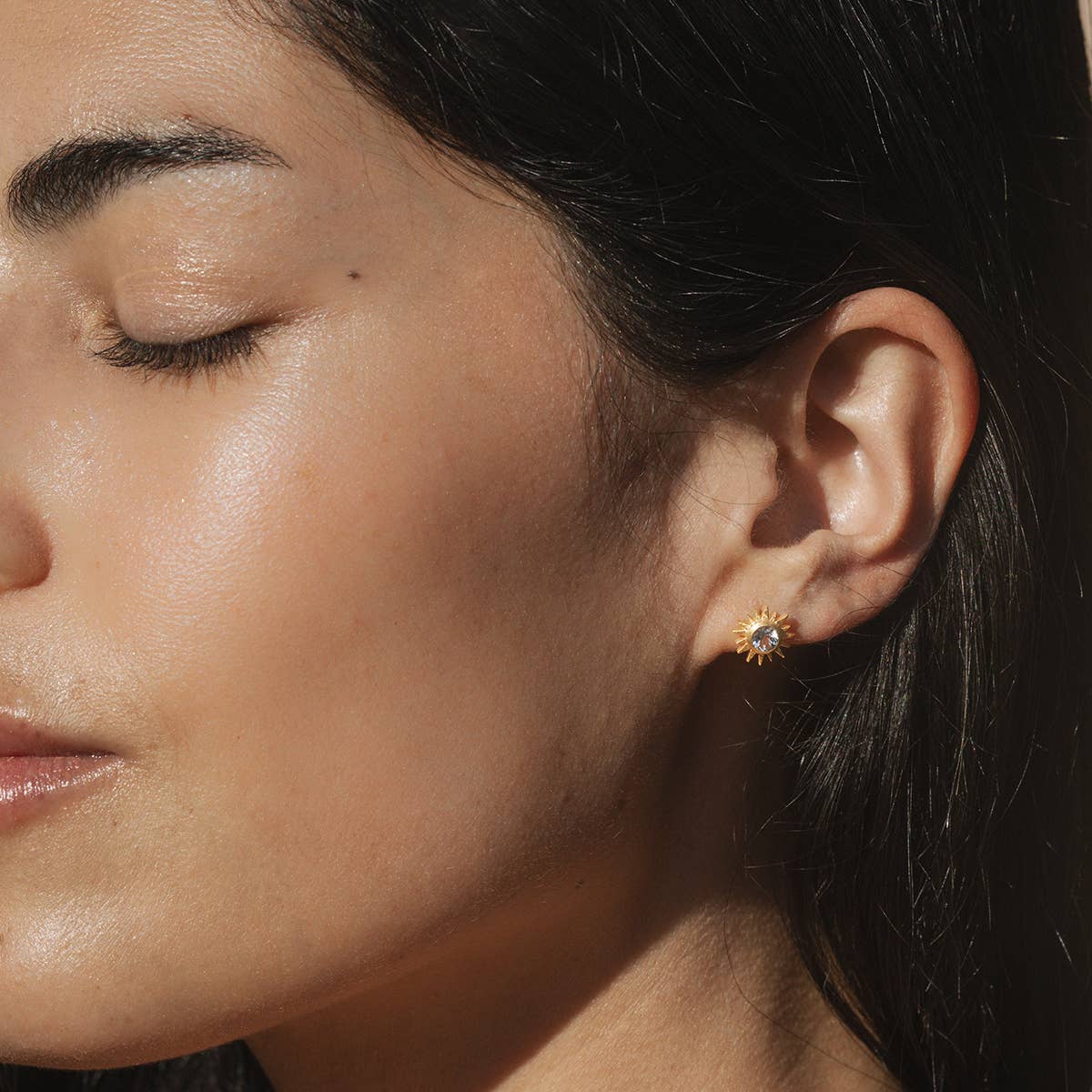 White Topaz Starburst Studs