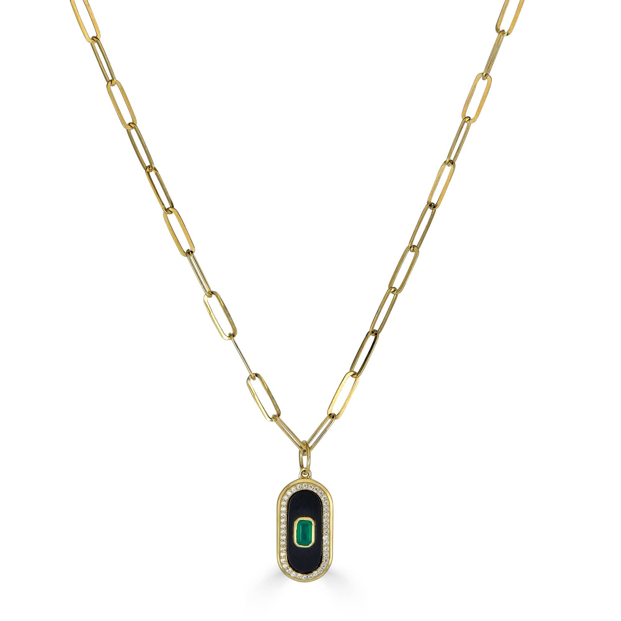 Black and Green Onyx Mini Dog Tag Necklace