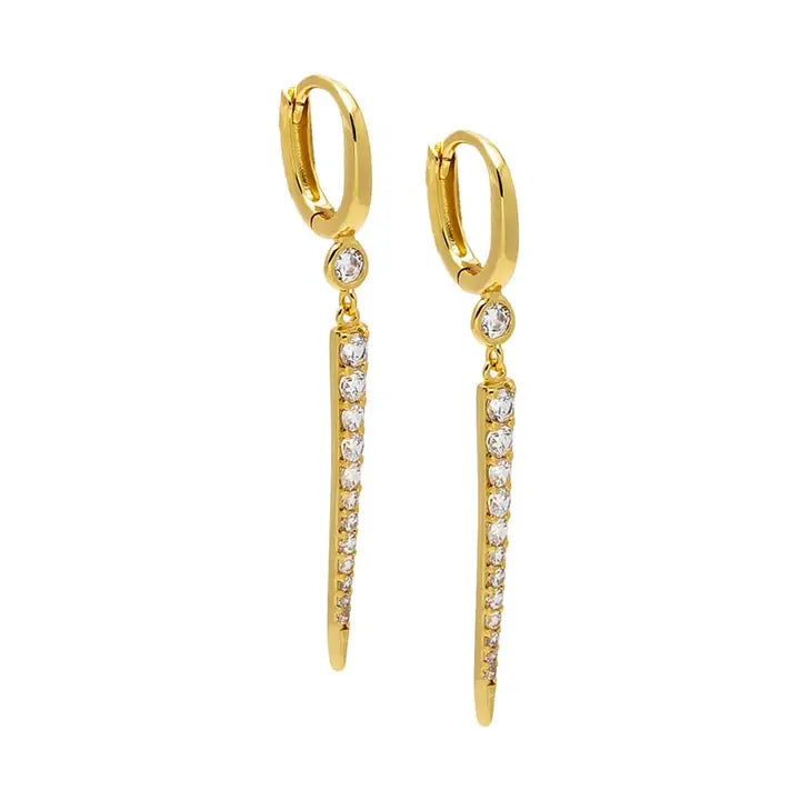 Pave Graduated Dangle Dagger Huggie Earring