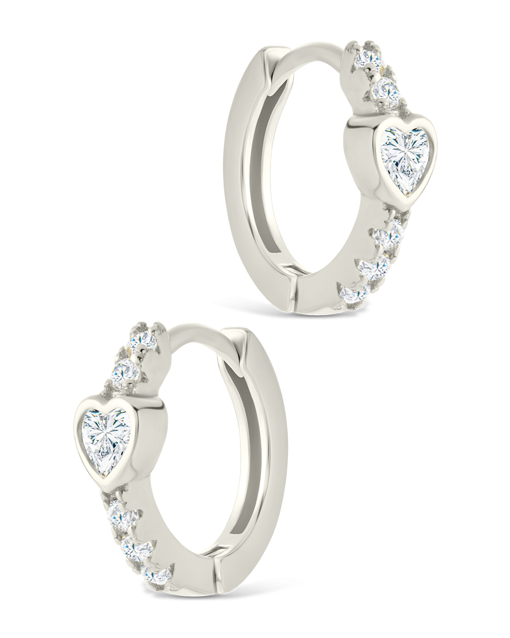Heart Cut Bezel Set Huggie Hoop Earrings