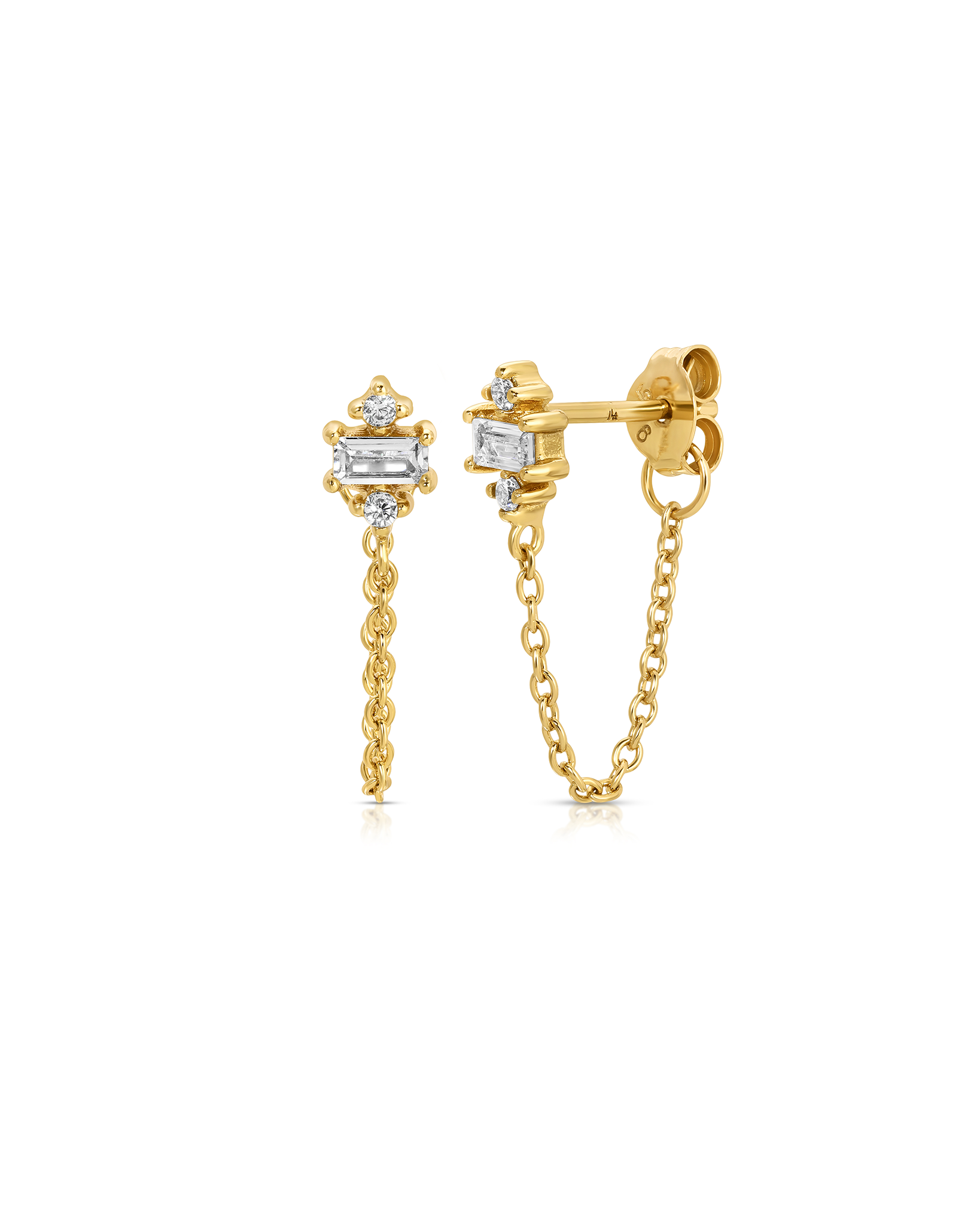 Baguette CZ Chain Stud Earring