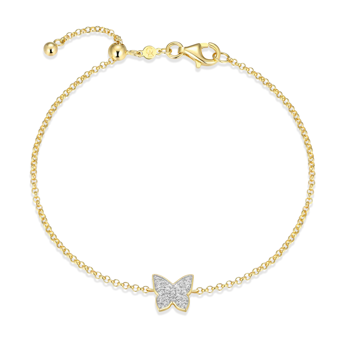 Diamond Butterfly Bolo Bracelet