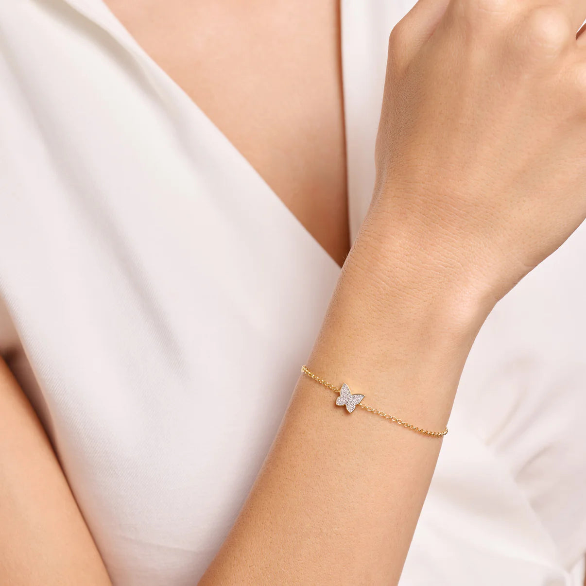 Diamond Butterfly Bolo Bracelet