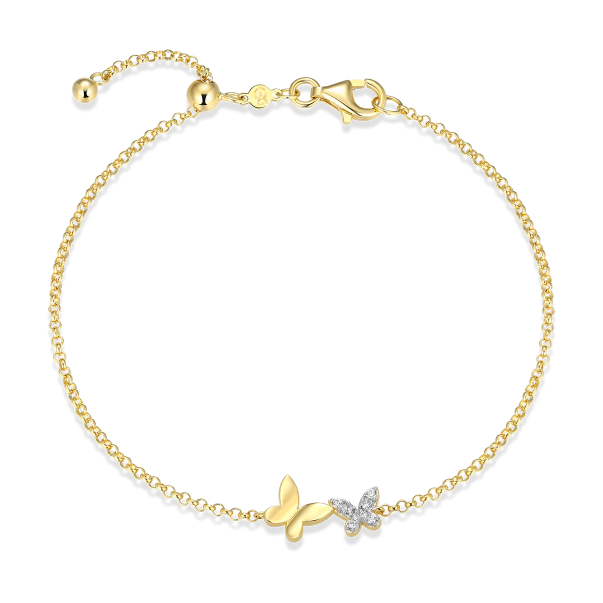 Twin Butterfly Diamond Bolo Bracelet