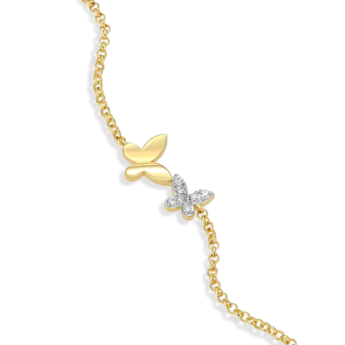 Twin Butterfly Diamond Bolo Bracelet