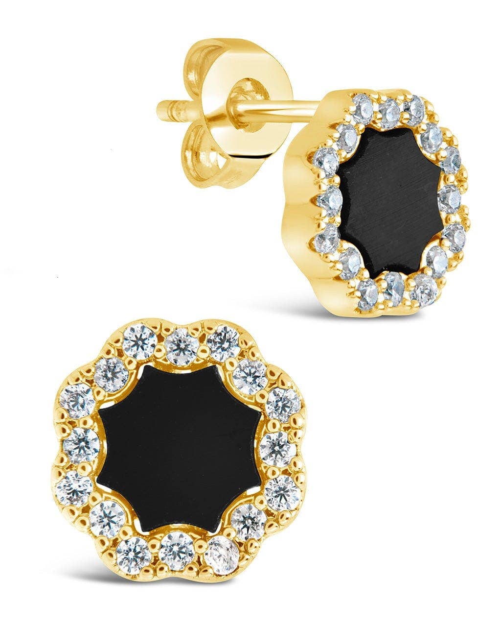 CZ Bezel Frame Stud Earrings