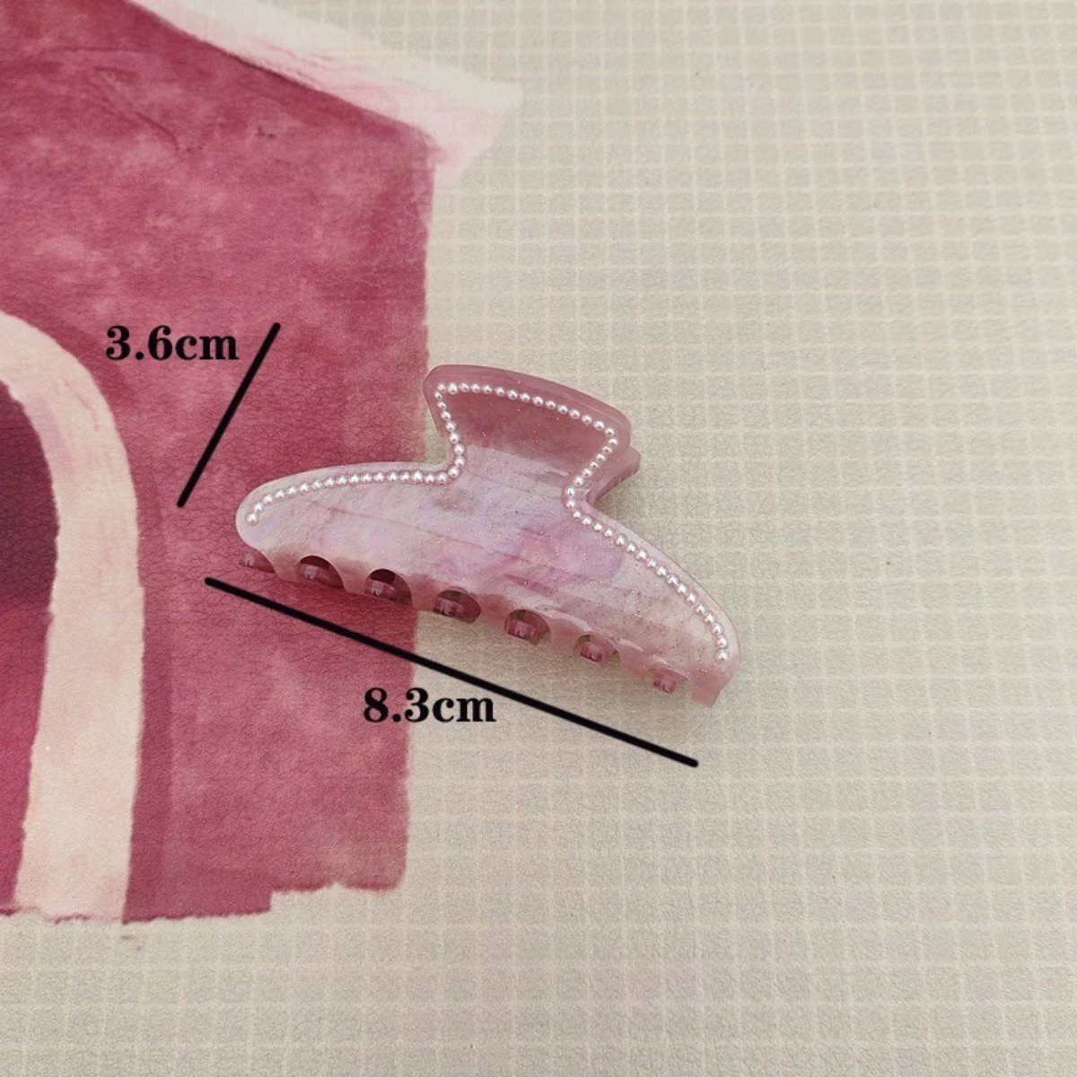 Pearl-Edged Marble Claw Clip