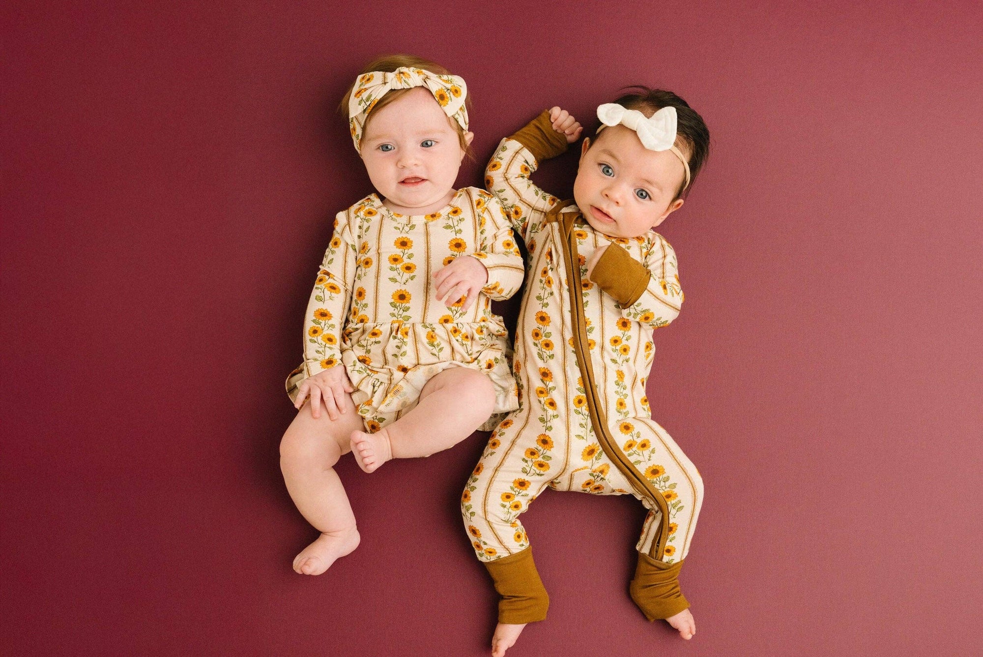 Baby Bamboo Sleeper: Sunflower Stripe