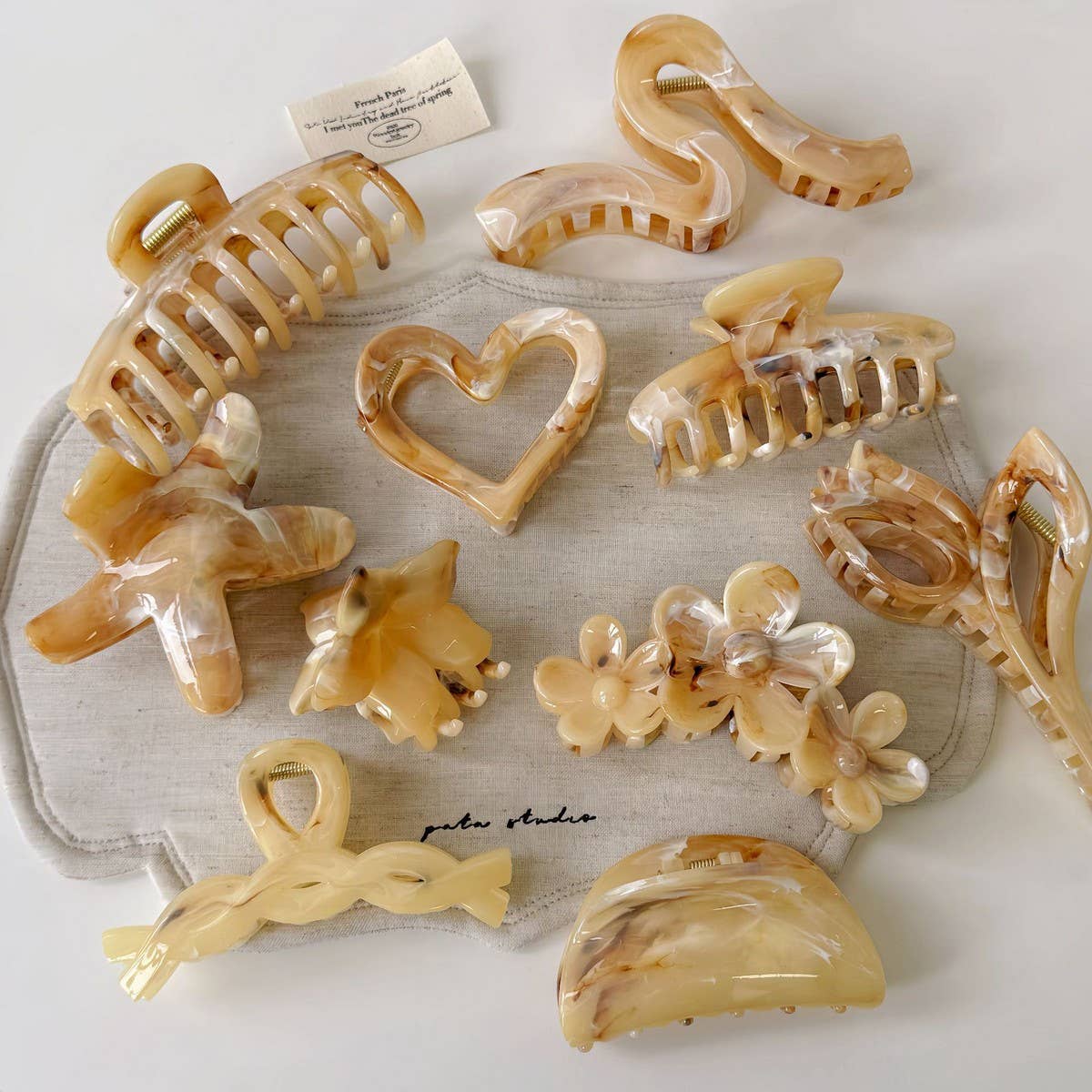 Brown Marble Flower Claw Clip