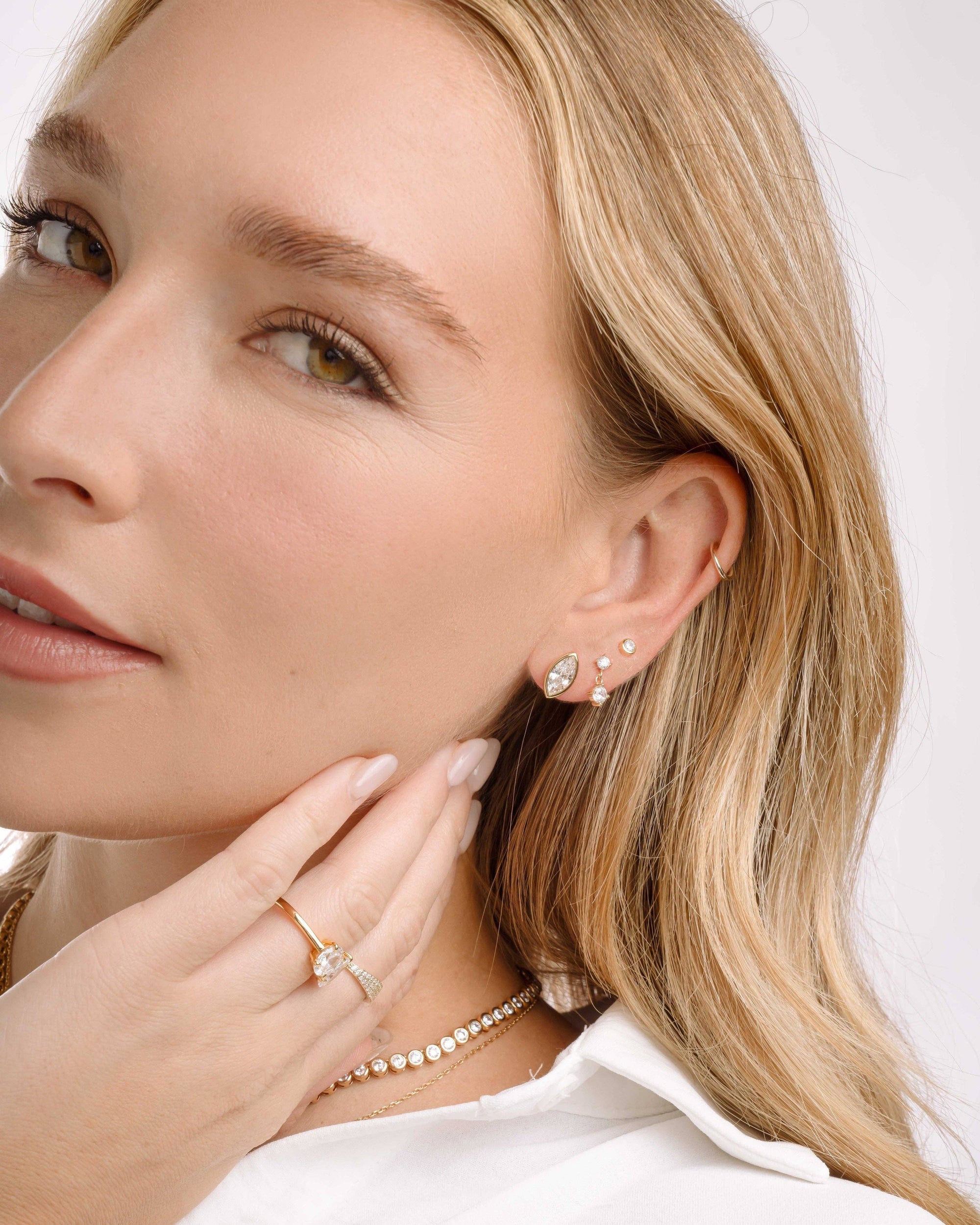 Marquise Bezel Stud Earrings