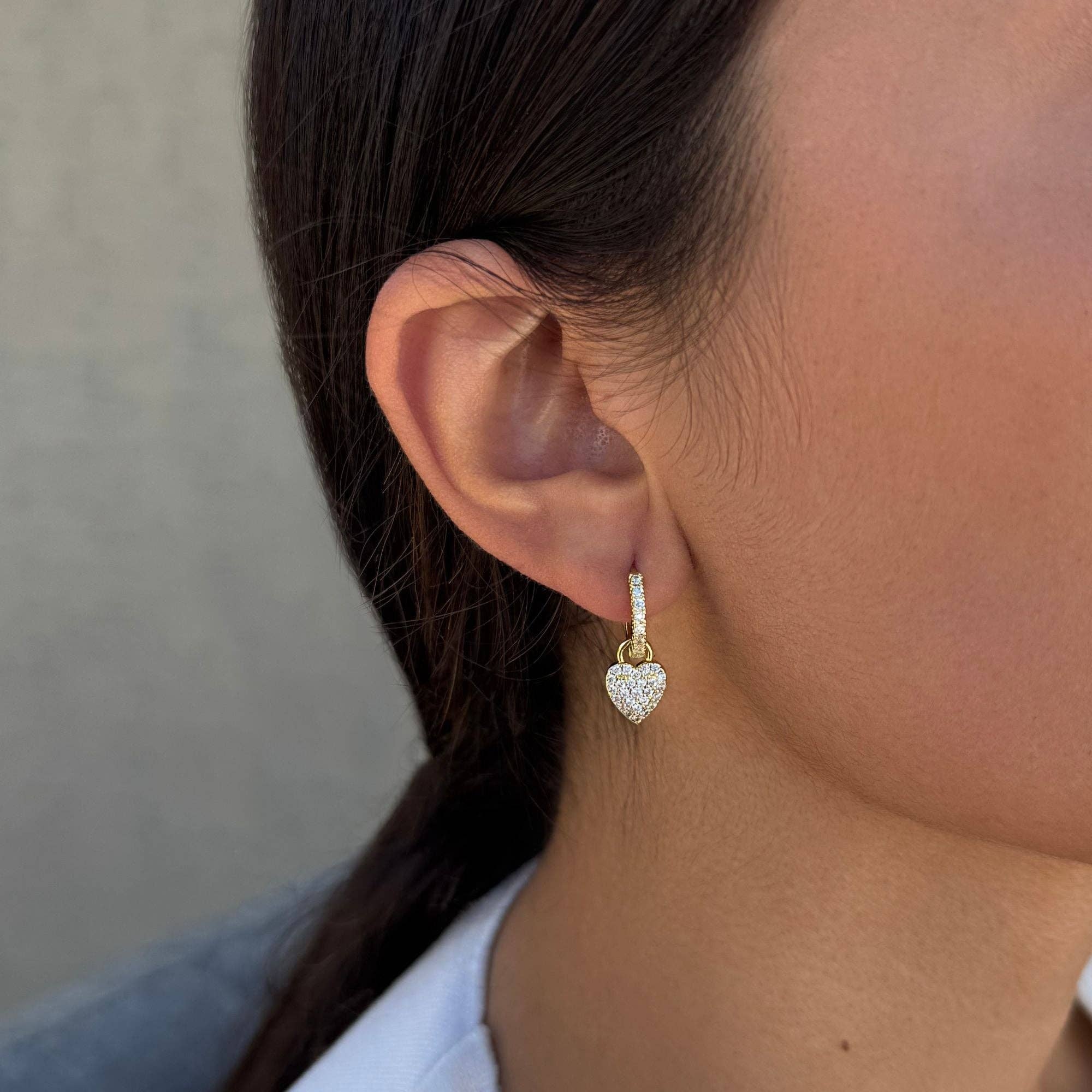 CZ Heart Huggie Earrings