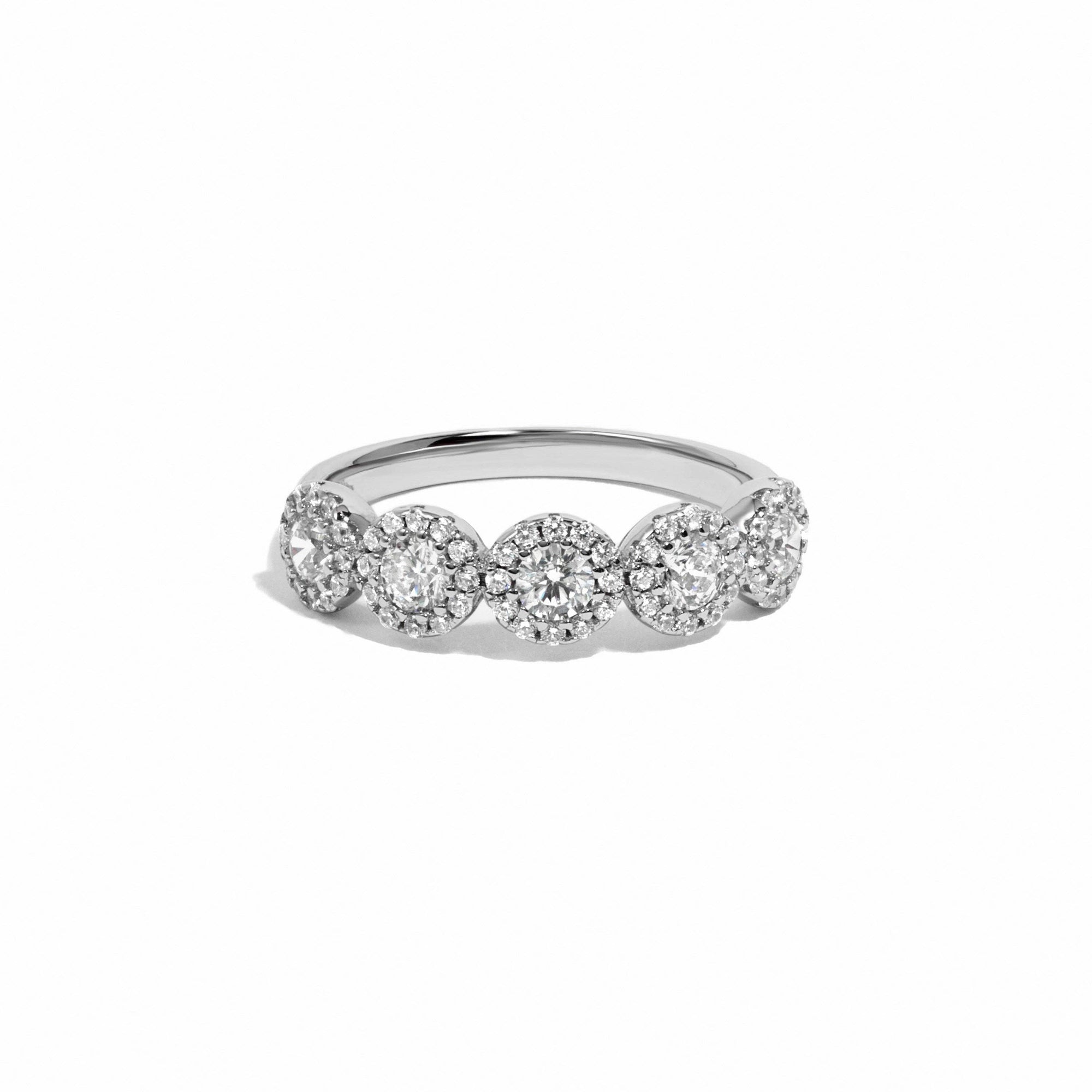 5 Stone Halo Ring