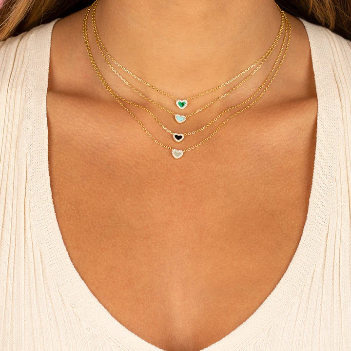 Tiny Gemstone Heart Necklace