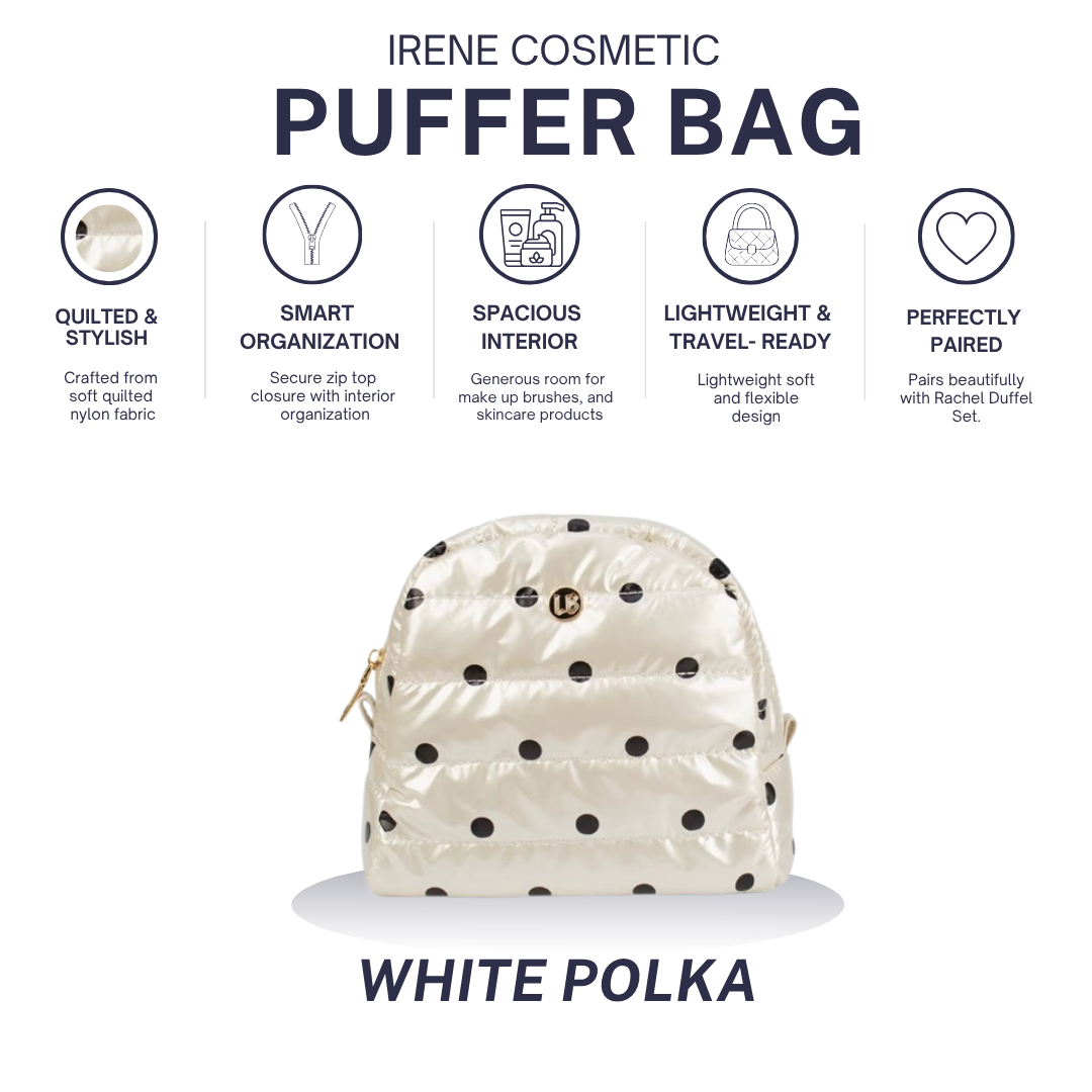 Puffer Cosmetic Bag  - Pearl Polkadot