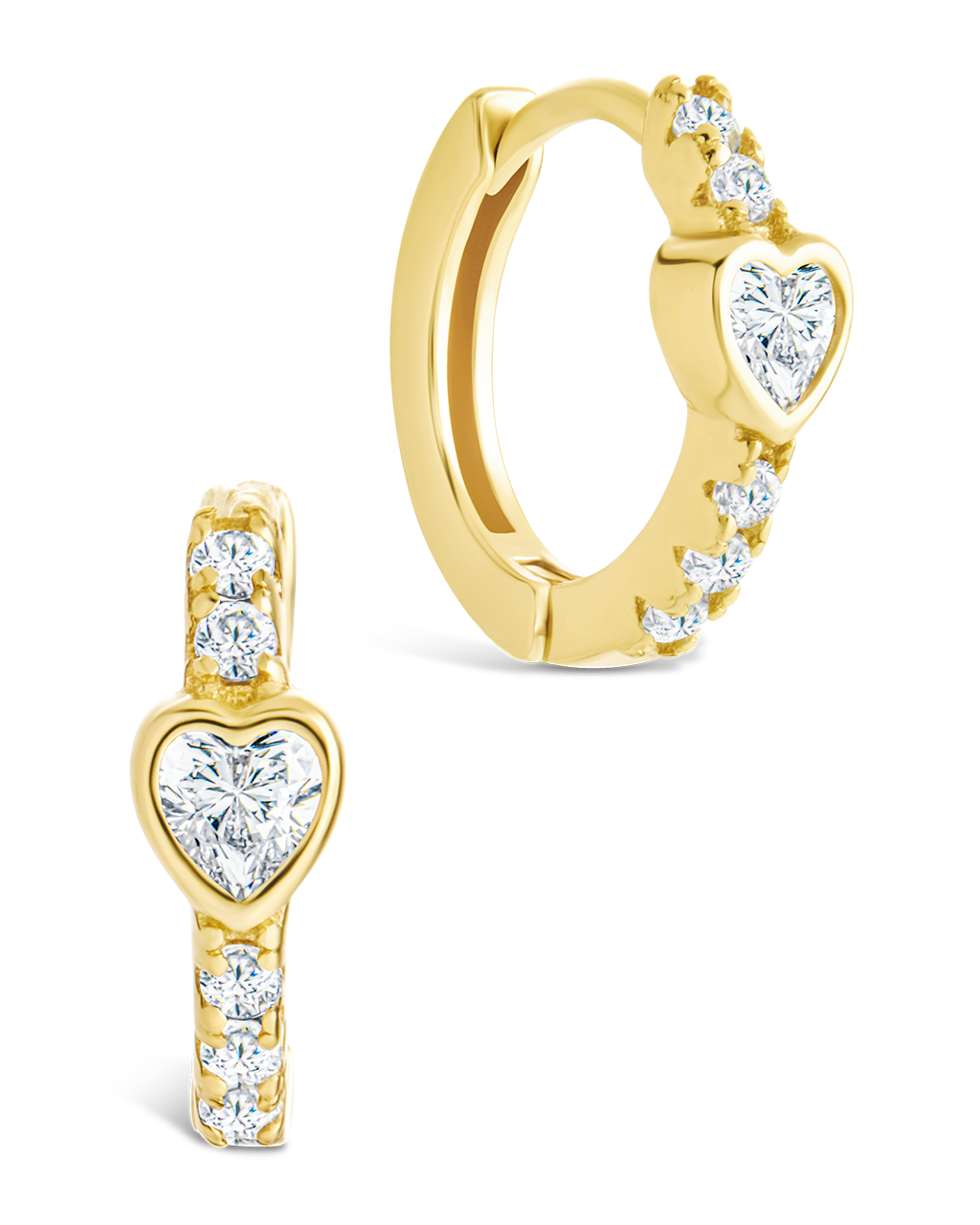 Heart Cut Bezel Set Huggie Hoop Earrings