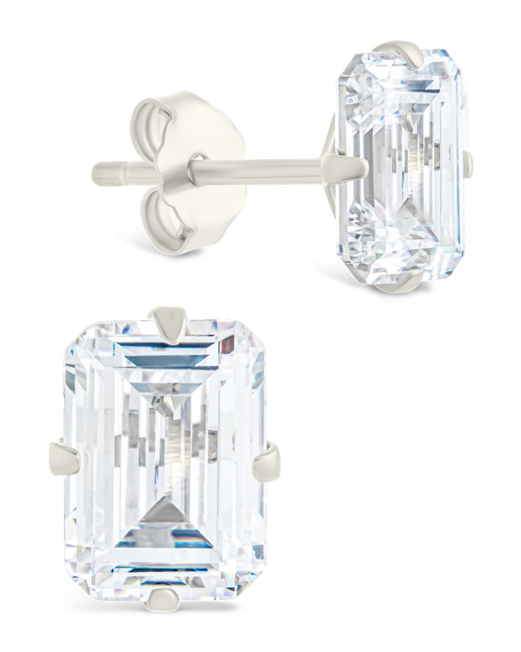 Emerald Cut Prong Set Studs