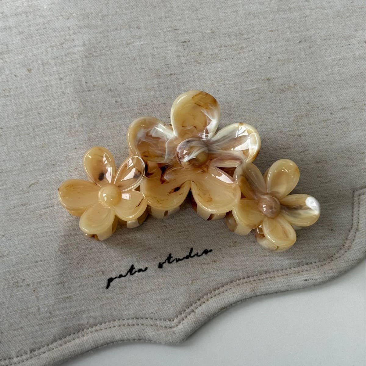 Brown Marble Flower Claw Clip