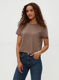 JACKIE RAW EDGE CREW NECK TEE