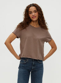 JACKIE RAW EDGE CREW NECK TEE