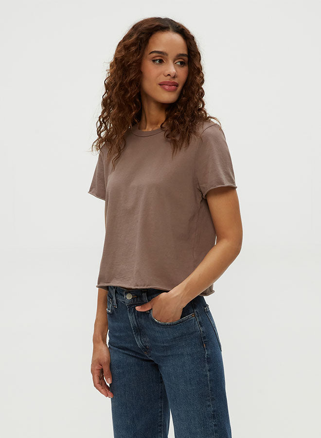 JACKIE RAW EDGE CREW NECK TEE
