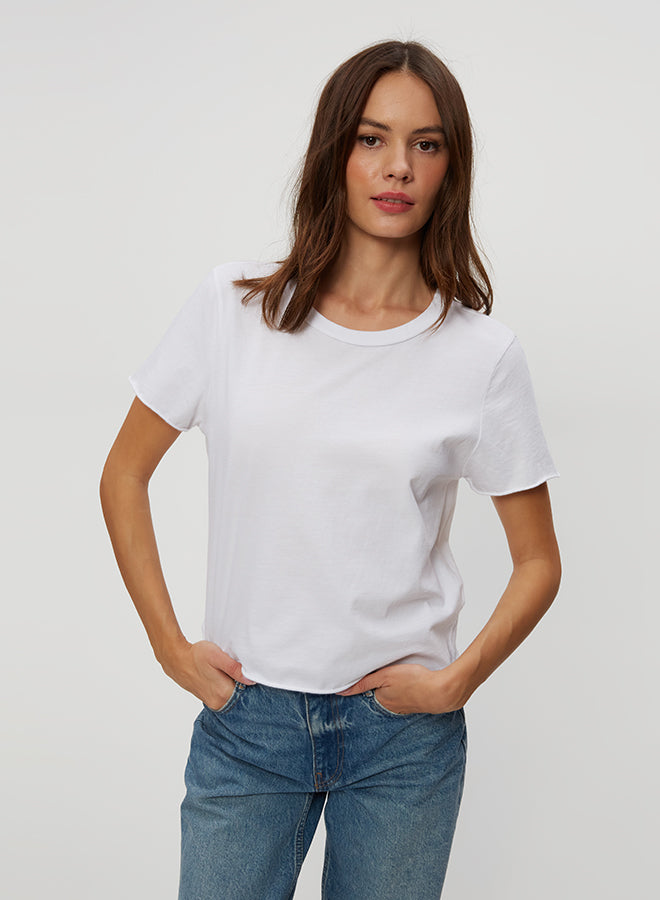JACKIE RAW EDGE CREW NECK TEE