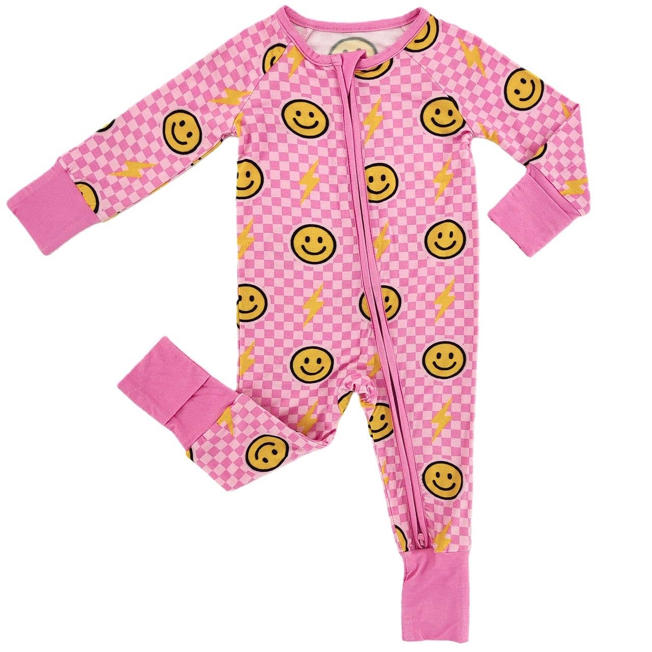Baby Bamboo Sleeper - Pink Bolt Check