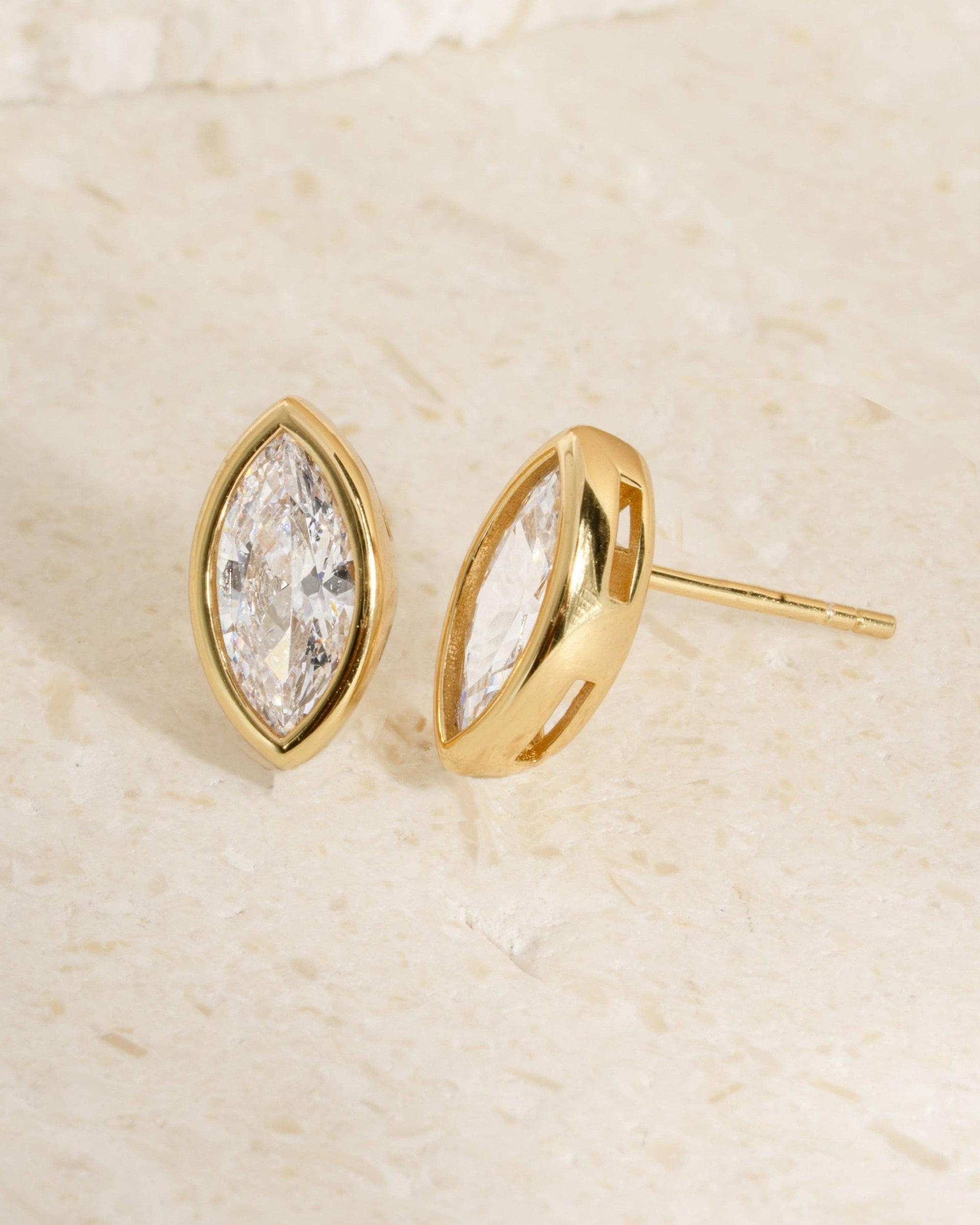 Marquise Bezel Stud Earrings
