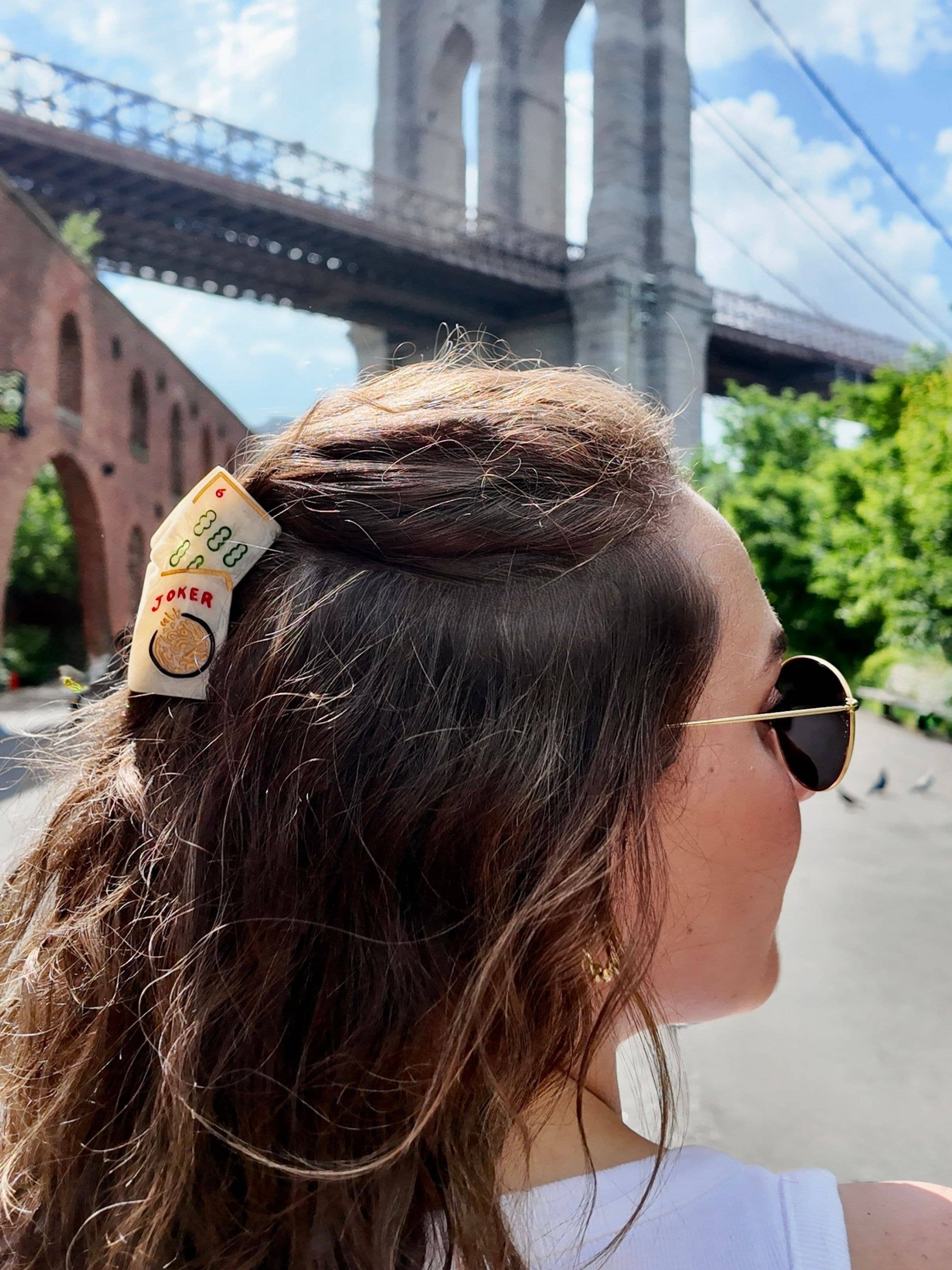 Hand-painted Mahjong Hair Clip