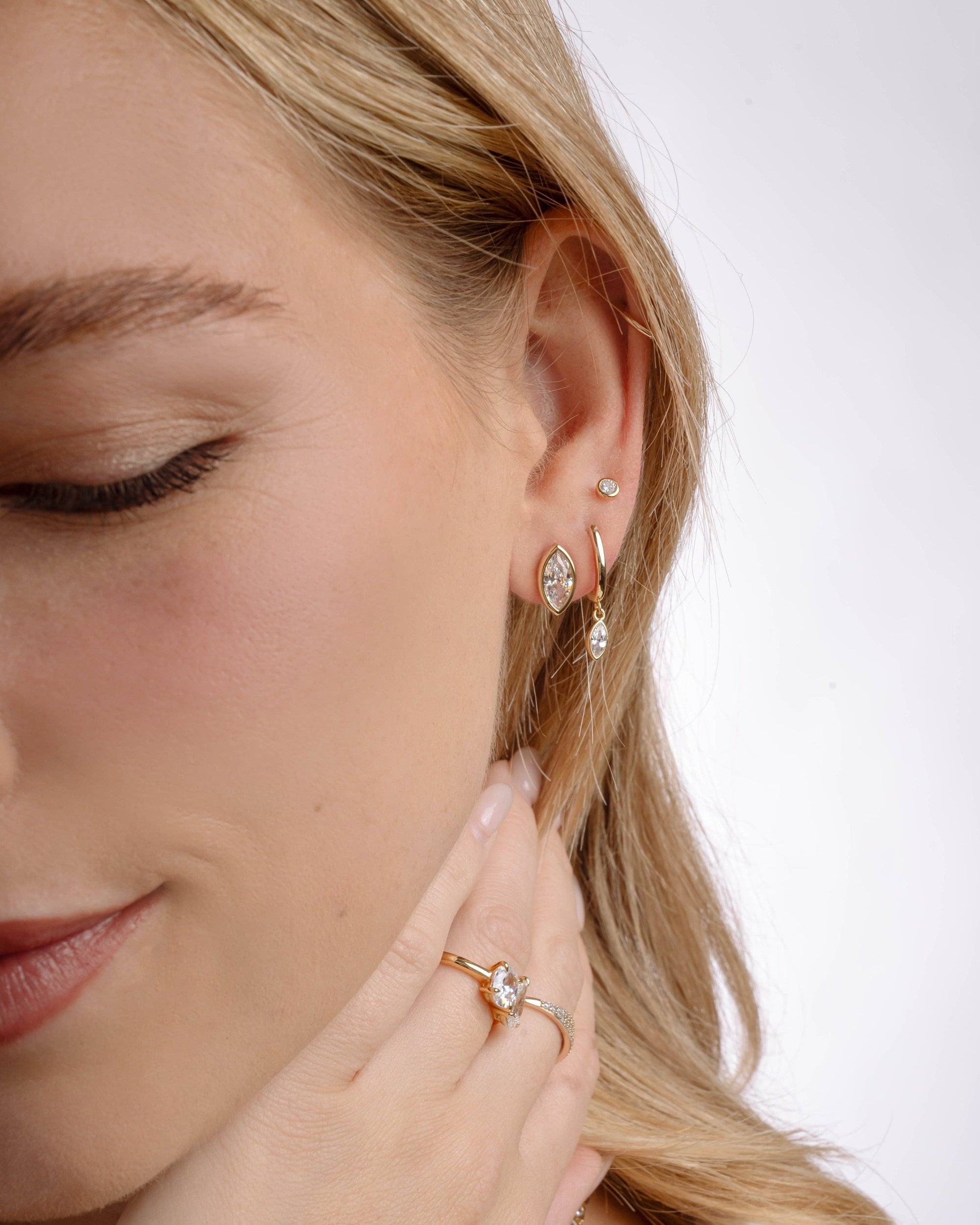 Marquise Bezel Stud Earrings