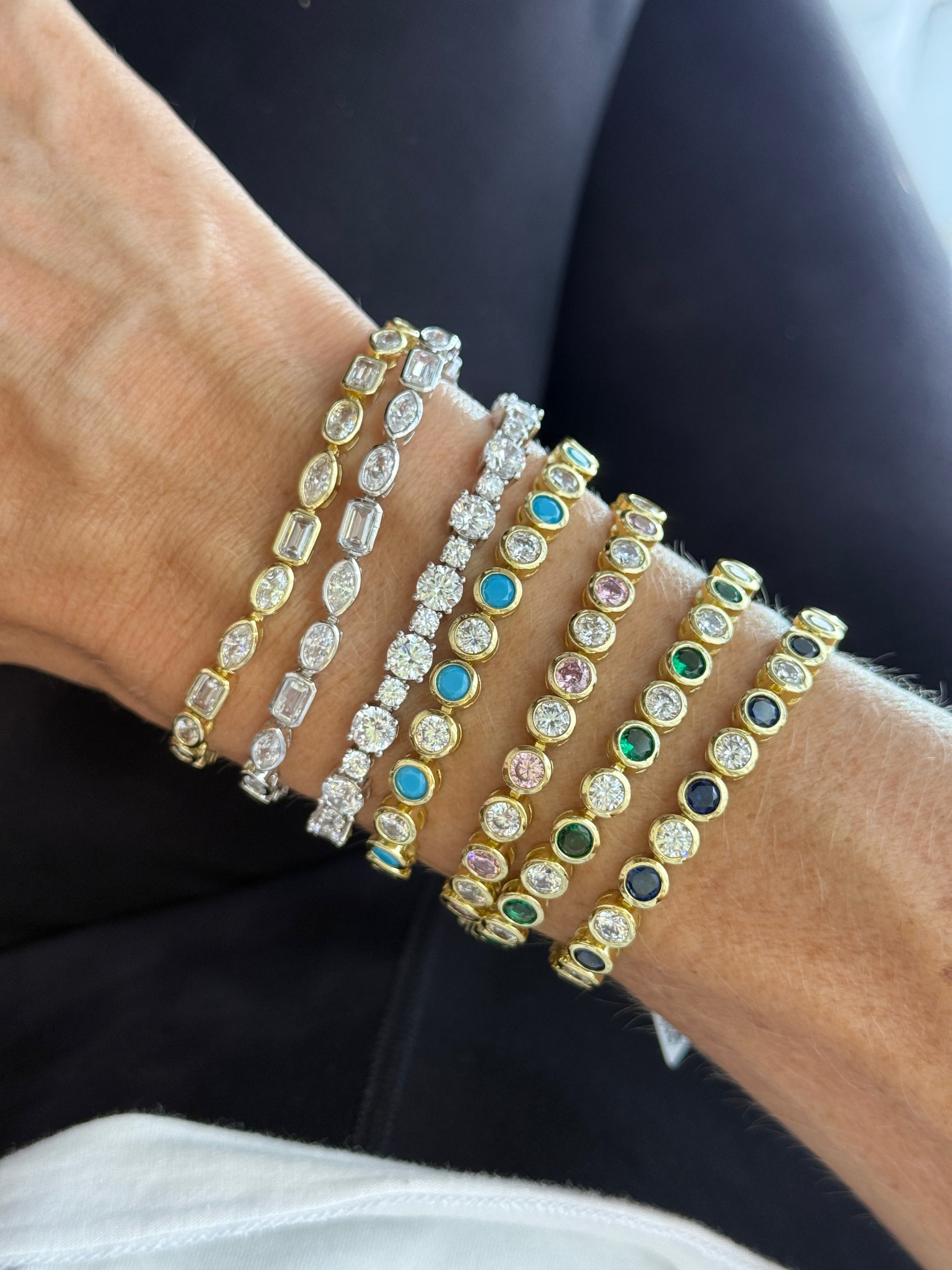 Multi Shape Bezel Tennis Bracelet