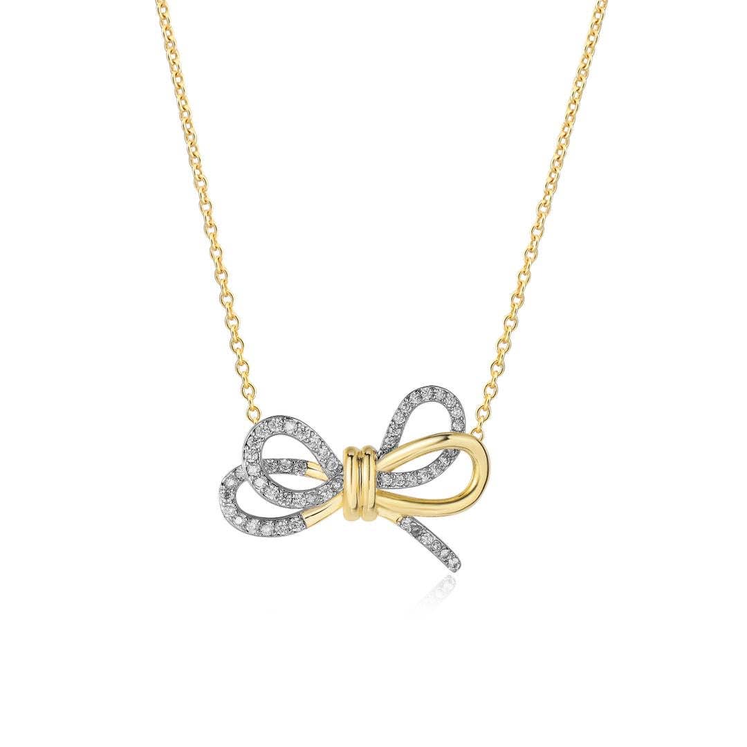 Two Tone Bow Pendant Necklace