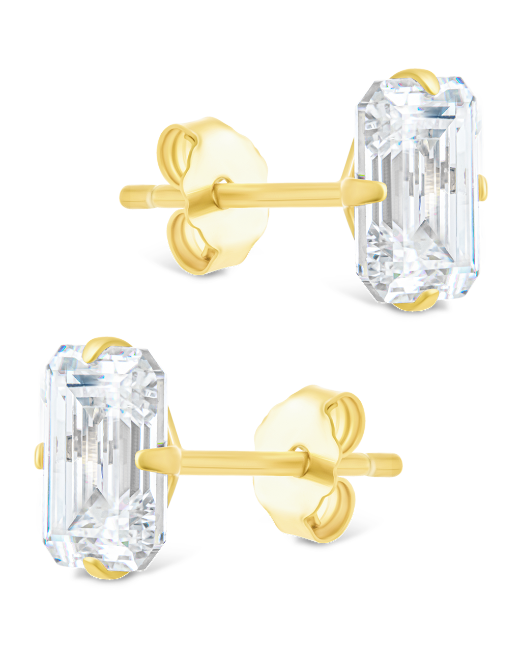 Emerald Cut Prong Set Studs