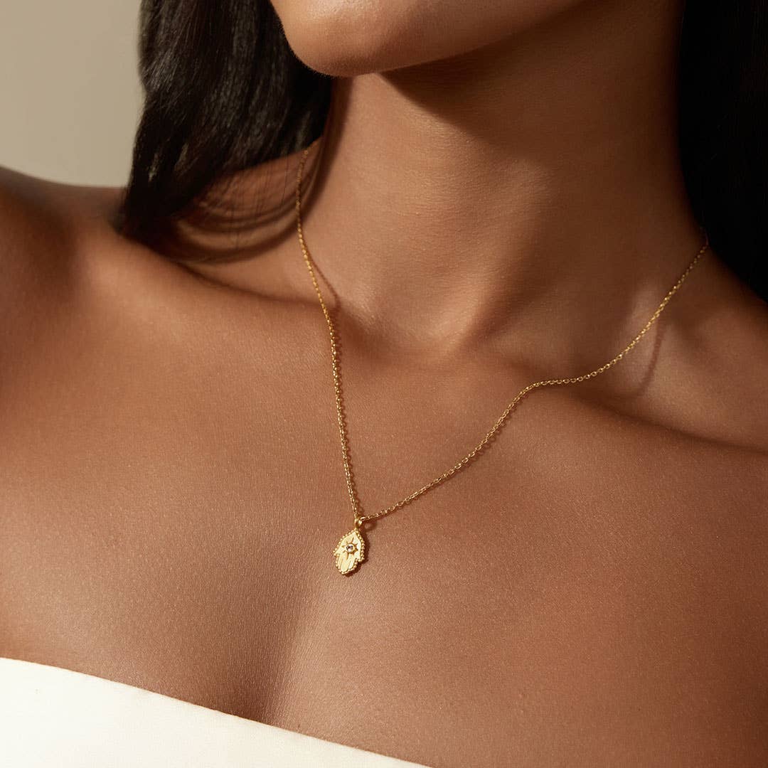 Protective White Topaz Hamsa Necklace