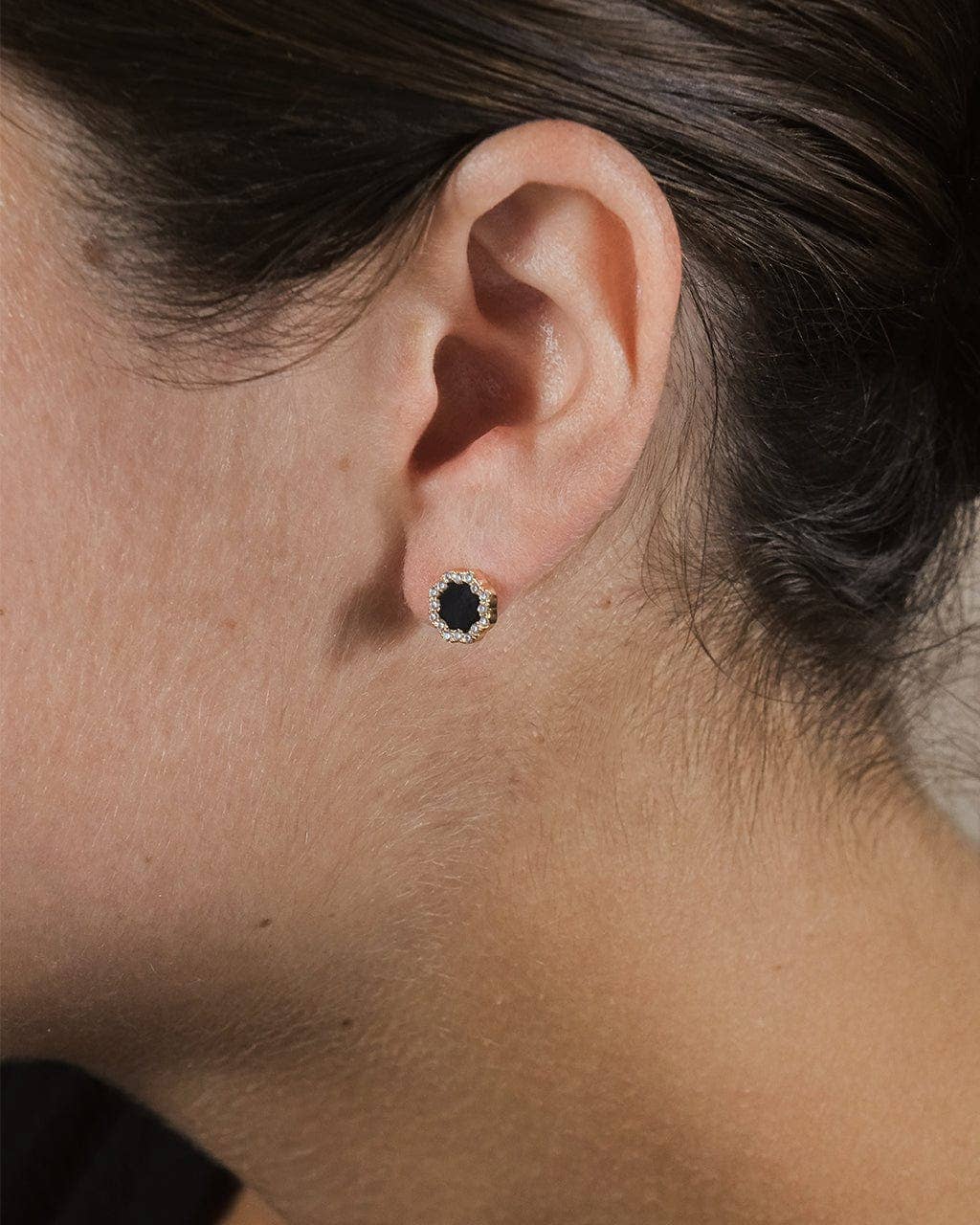 CZ Bezel Frame Stud Earrings