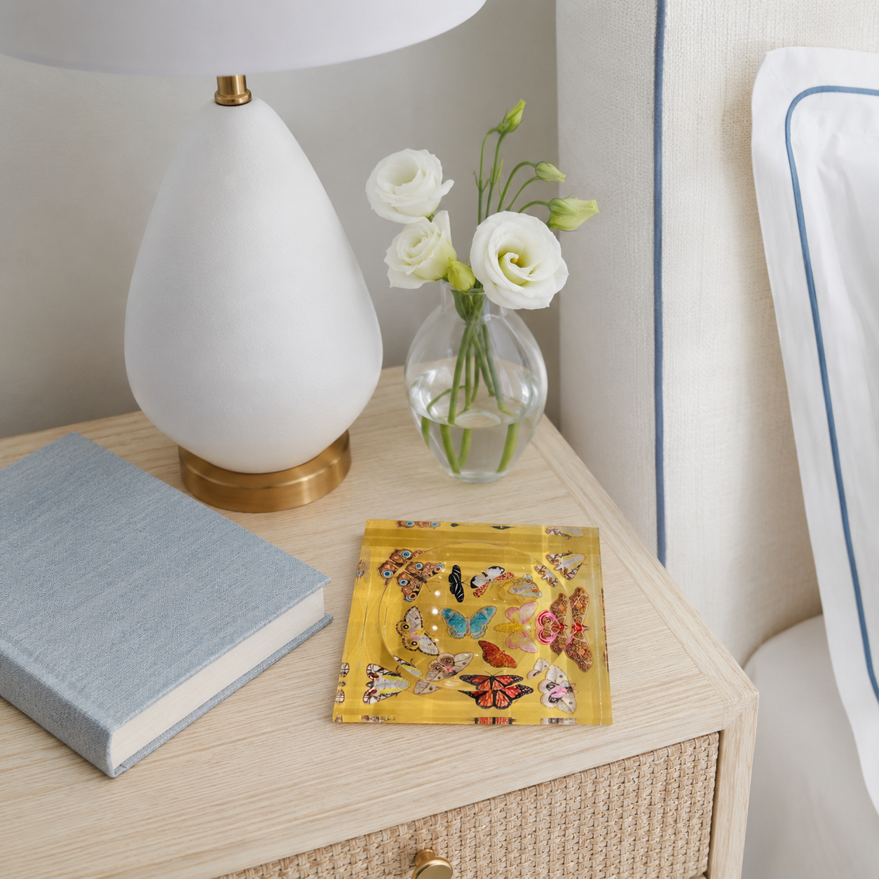 Catchall Lucite Bowl  - Gold Butterflies